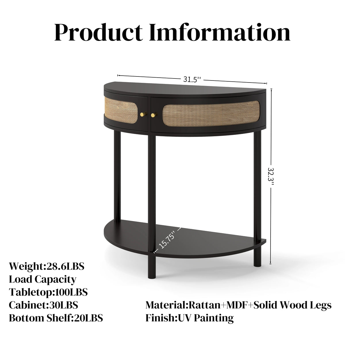 Ravelle Half-Moon Console Table