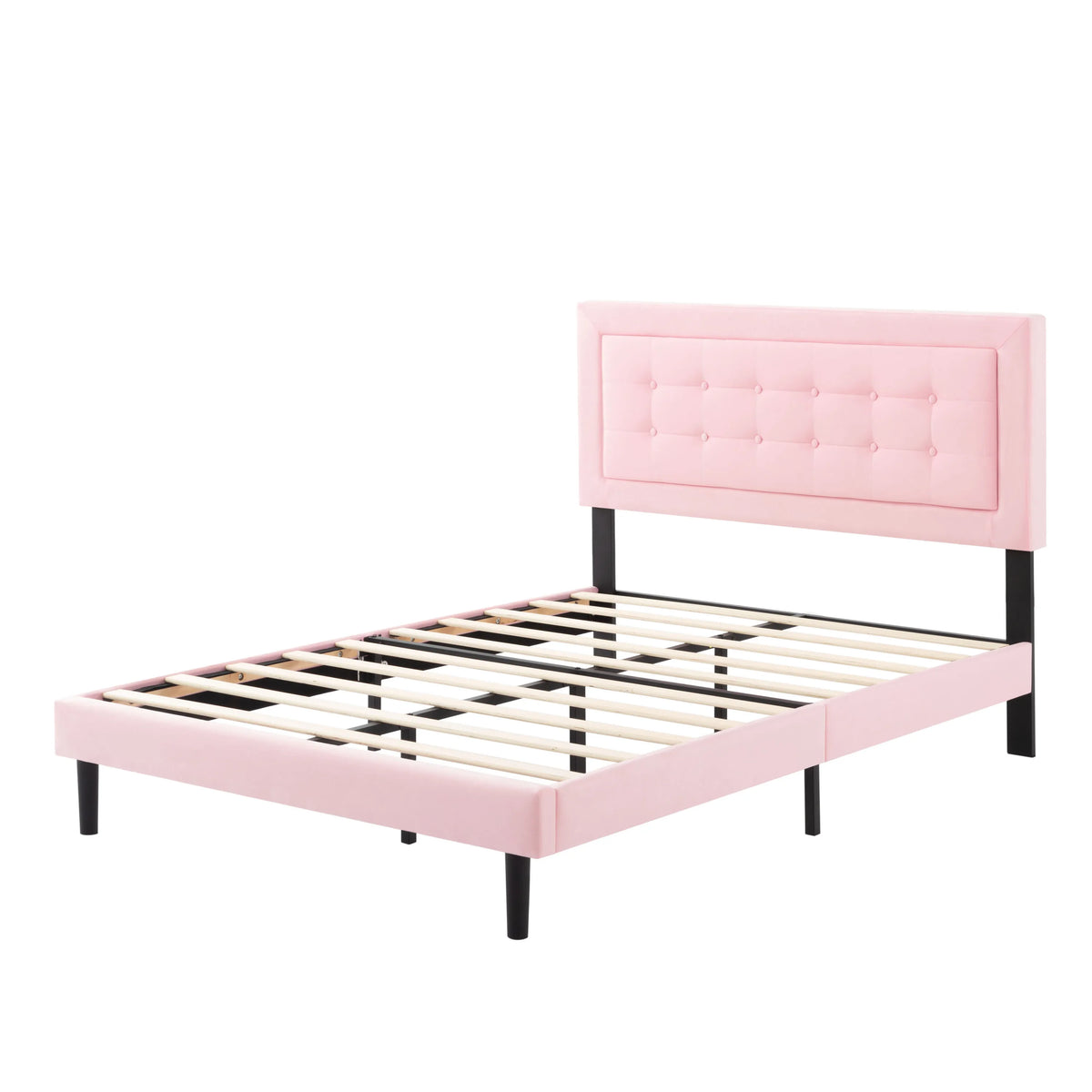 Blush Tufted Platform Bed