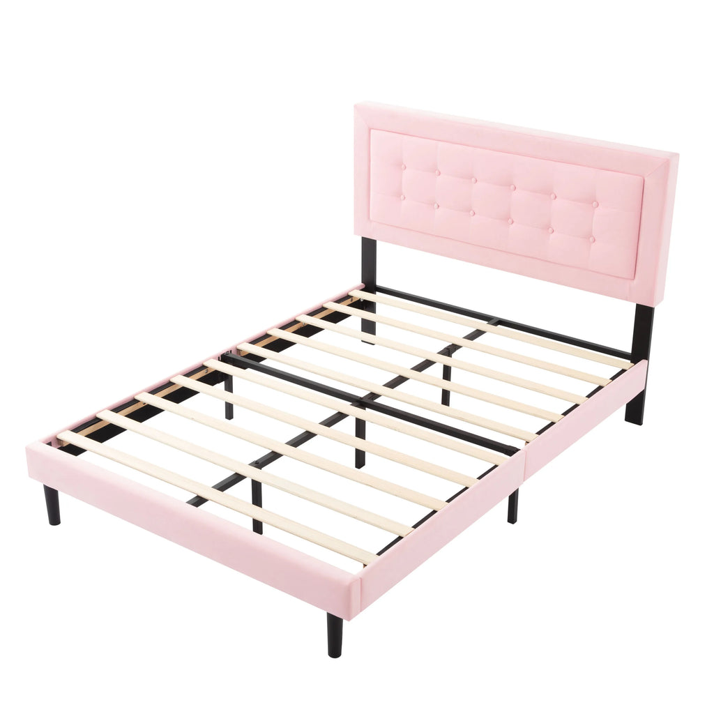 Blush Tufted Platform Bed