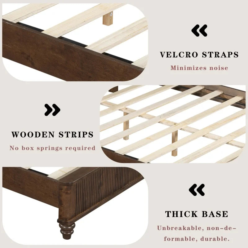 Fluted Wood Platform Bed