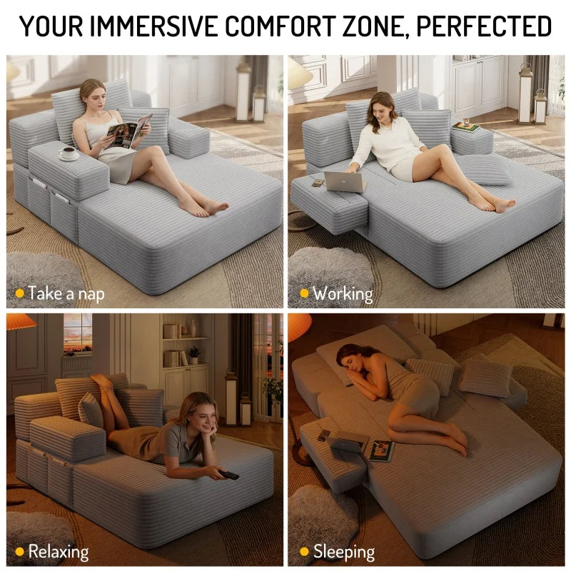 Lyra Corduroy Convertible Chaise