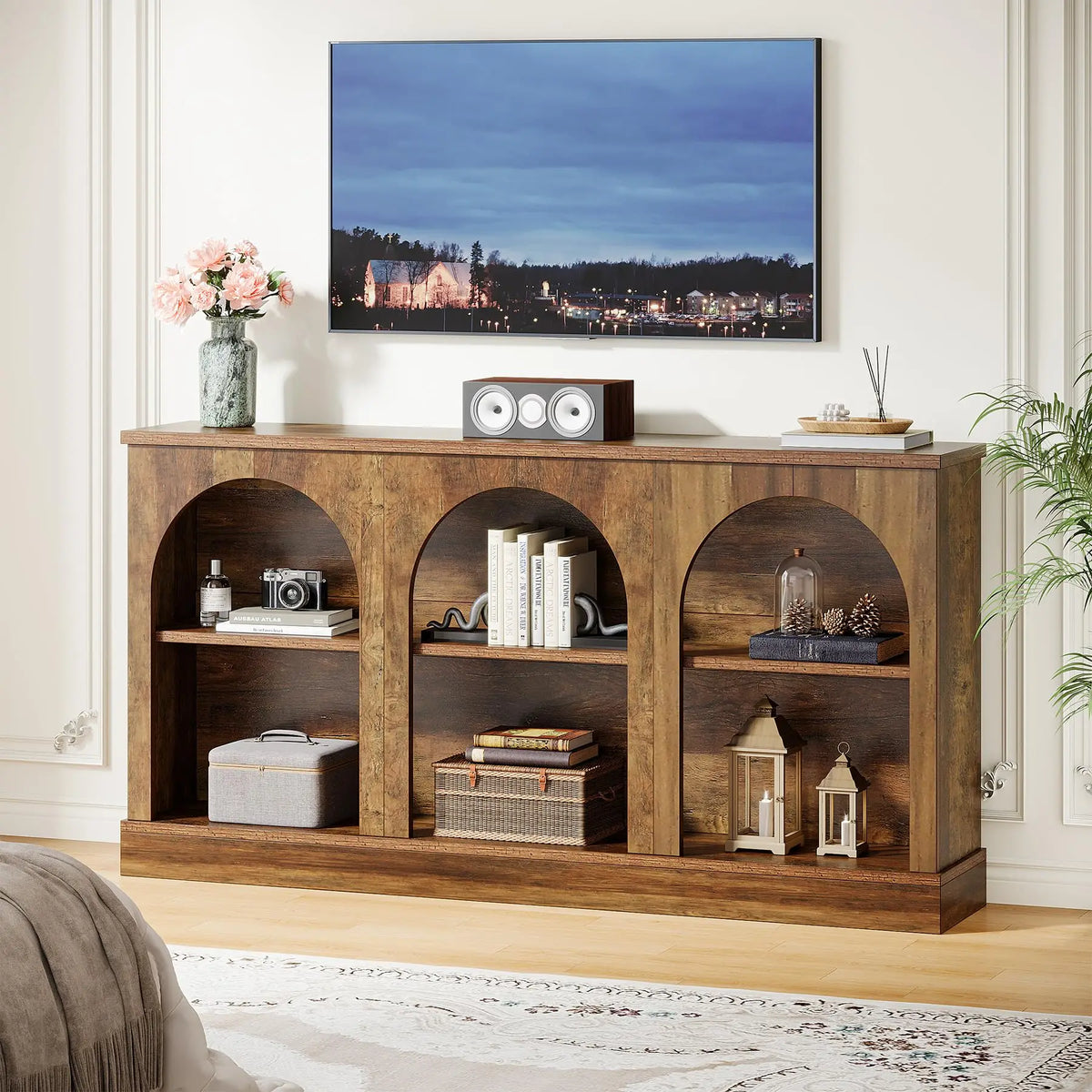 TV Consoles for Living Room, Television Stand for 55/60/65 Inch TV, Farmhouse Media Entertainment Center Stand