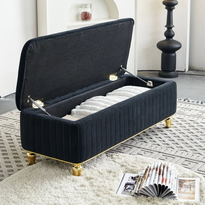 Elvarenae Dorelle Velvet Storage Ottoman