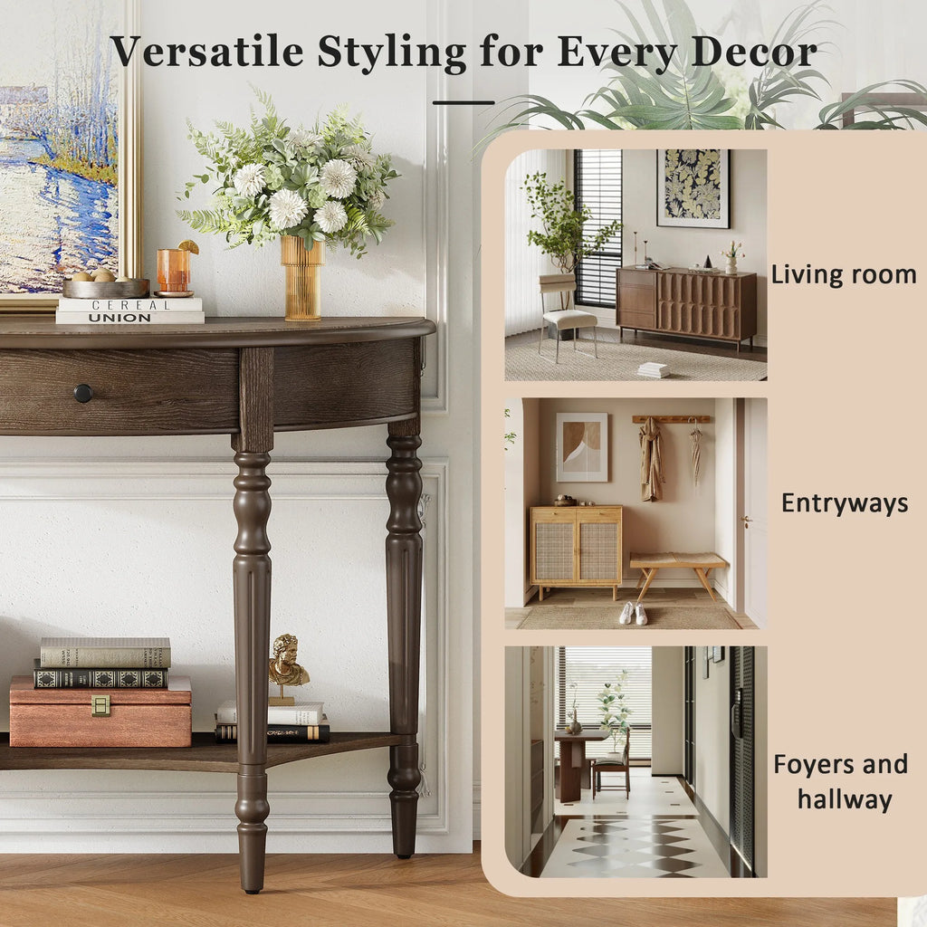 Noelle Half-Moon Console Table