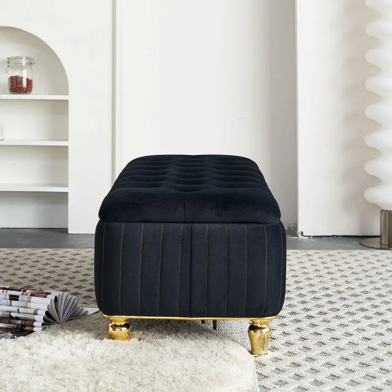 Elvarenae Dorelle Velvet Storage Ottoman