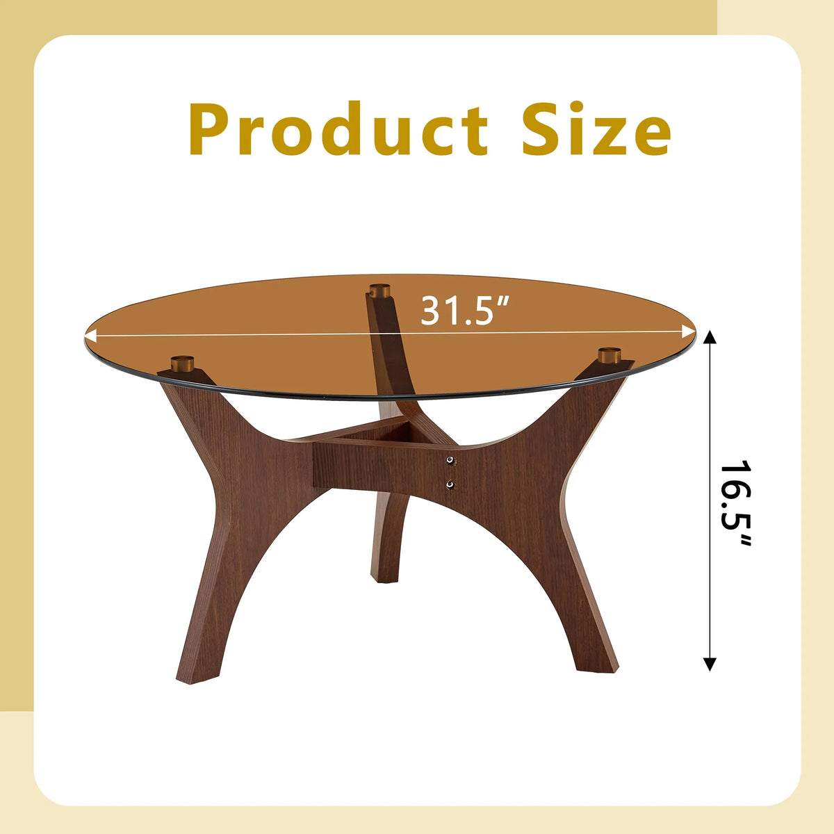 31.5 Inch Glass Coffee Table, Mid-Century Modern Style, Ideal as a Centerpiece for Living Rooms, Bedrooms, Reception Areas, and