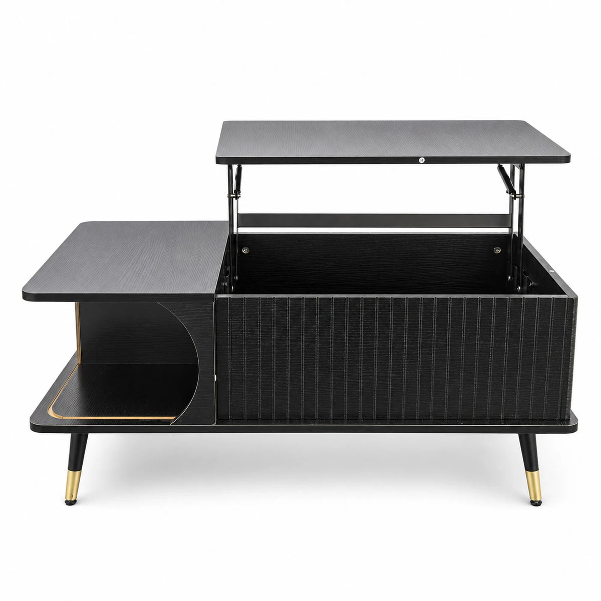 Wood Lift Top Coffee Table with Hidden Compartment and Large Storage Shelf, Lift Tabletop Dining Center Table for Home Living Ro
