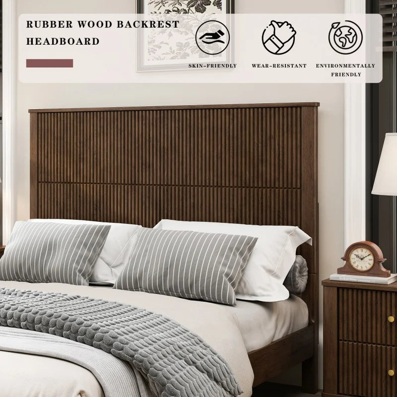 Fluted Wood Platform Bed