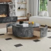 ATUNUS USA in Stock Drop Shipping Side Table Tea Storage Modern Marbling MDF Wood Center Round Coffee Table With Drawer