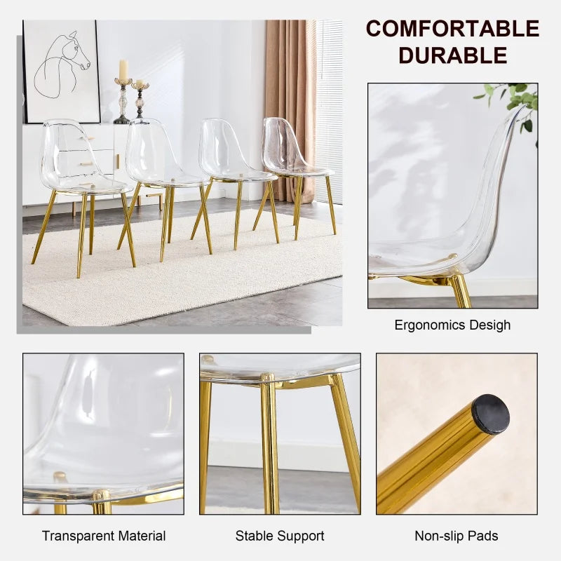 Aurelie Transparent Dining Chairs - Set of 4