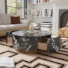 ATUNUS USA in Stock Drop Shipping Side Table Tea Storage Modern Marbling MDF Wood Center Round Coffee Table With Drawer