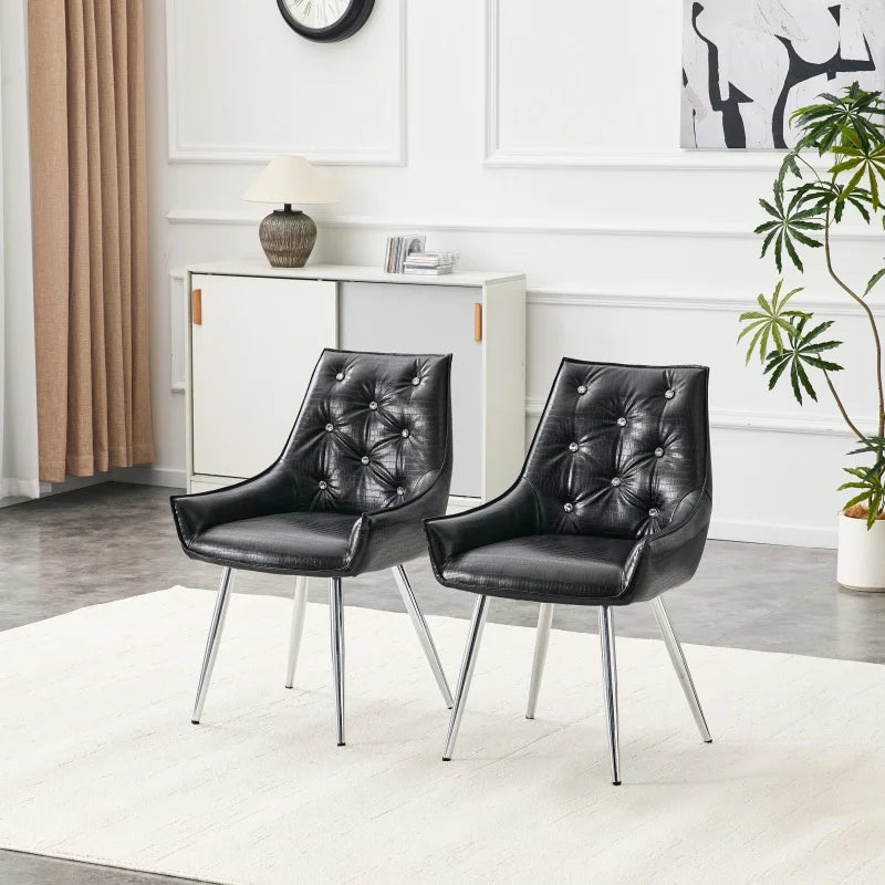 Noelle Crocodile-Pattern Dining Chairs – Set of 2