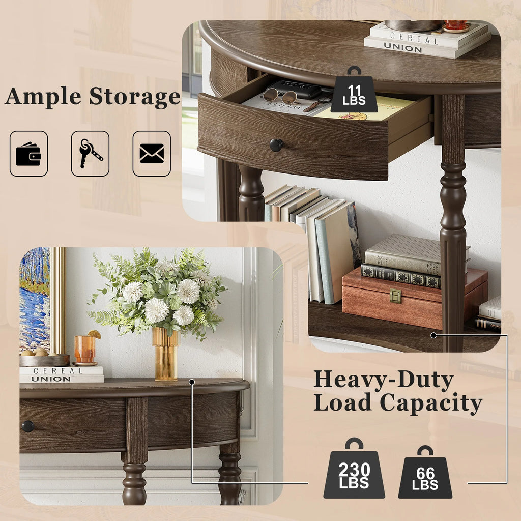 Noelle Half-Moon Console Table