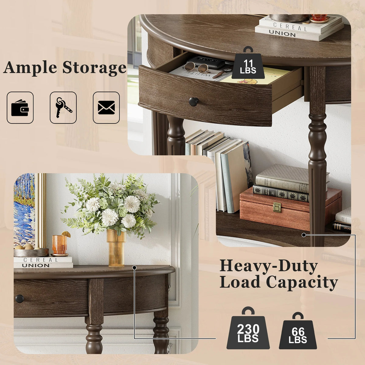 Noelle Half-Moon Console Table
