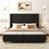 Tall Wingback Upholstered Bed