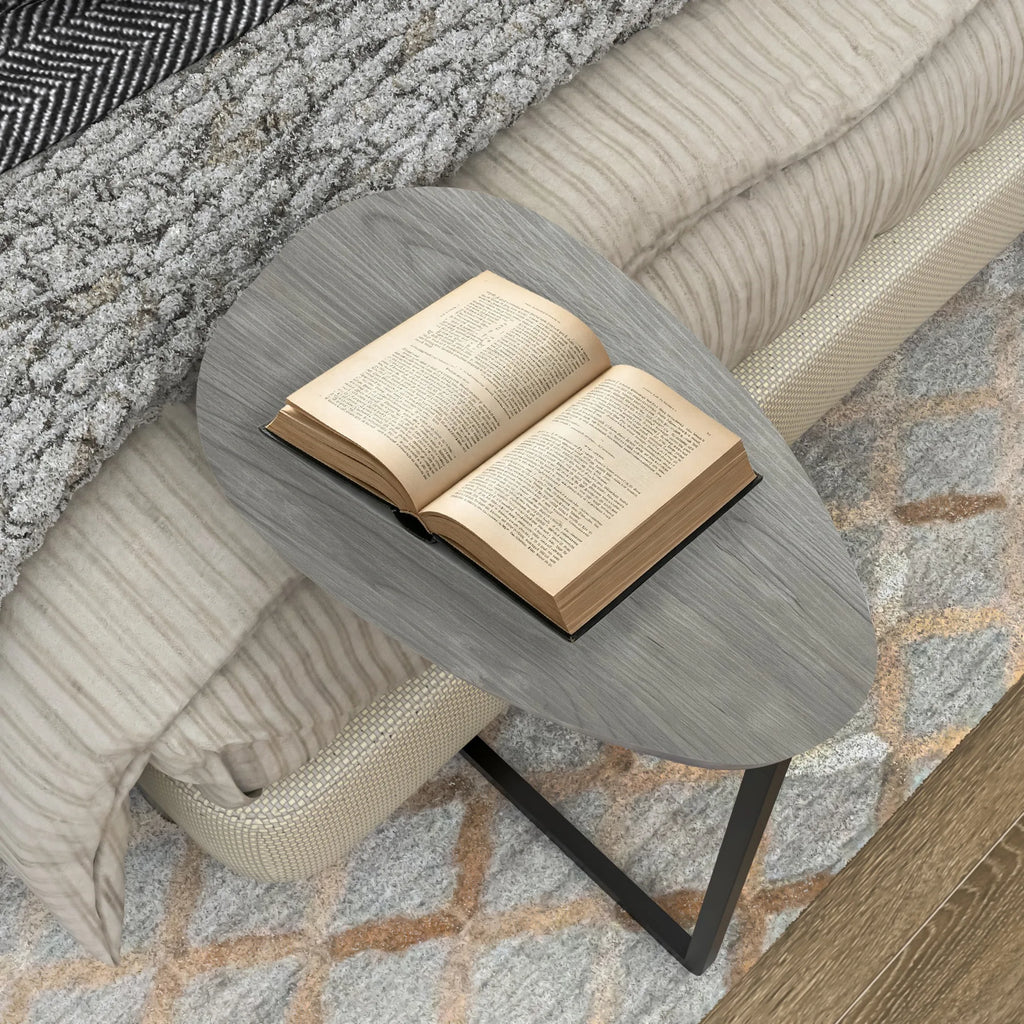 Side Table,Natural Bed Sofa Snack End Table with Storage Basket,Portablle Laptop Holder Snack Table,Sofa Side Table,Wood Look Ac