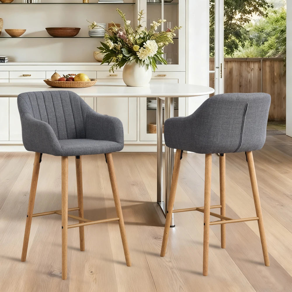 Elodie Bouclé Bar Stools, Set of 2