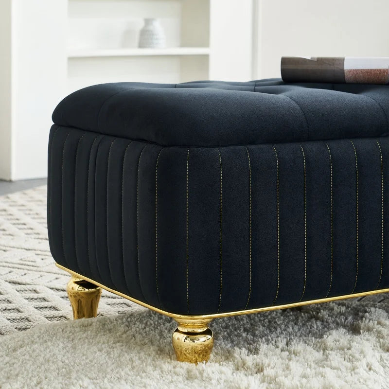 Elvarenae Dorelle Velvet Storage Ottoman