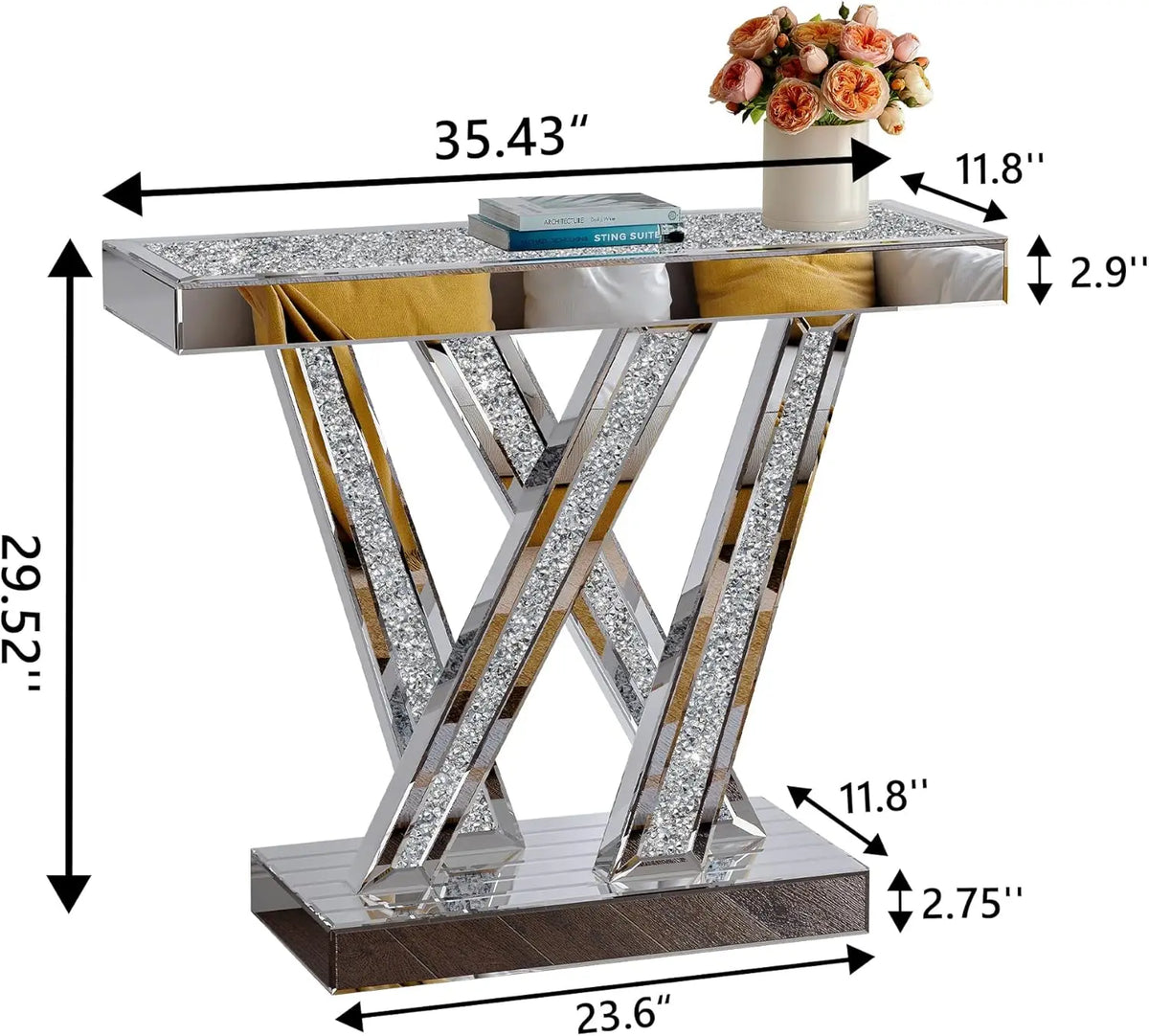 Vesper W-Base Mirrored Console Table