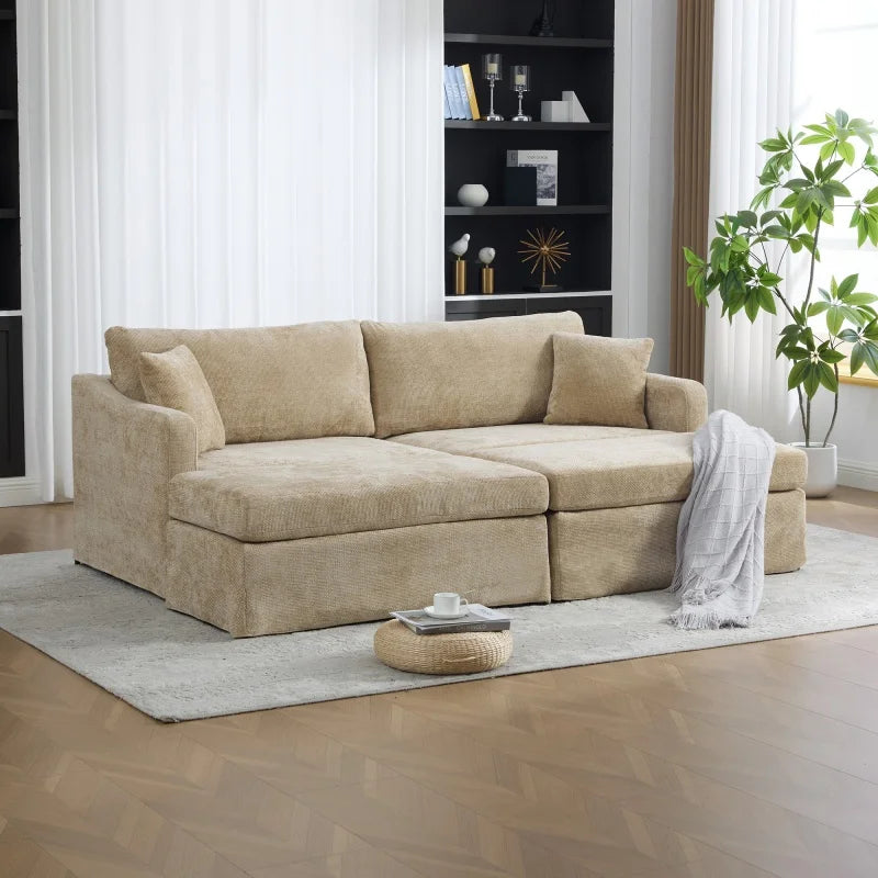Mireya Chenille Sofa Set with Two Ottomans