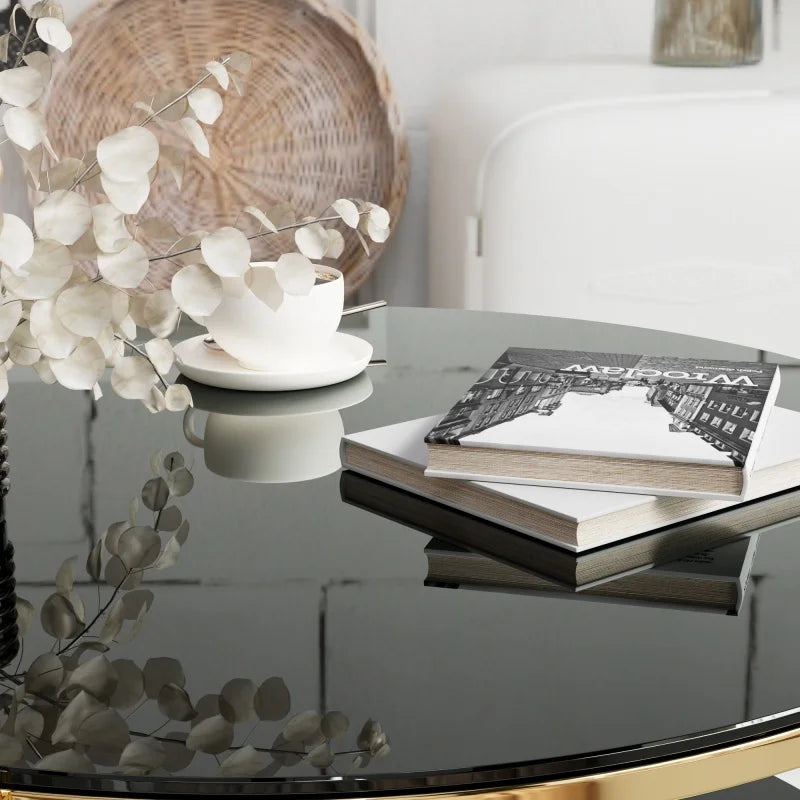 M Modern Light Luxury Durable Living Room Furniture Stainless Steel Circular Coffee Table Storage Tempered Glass Countertop