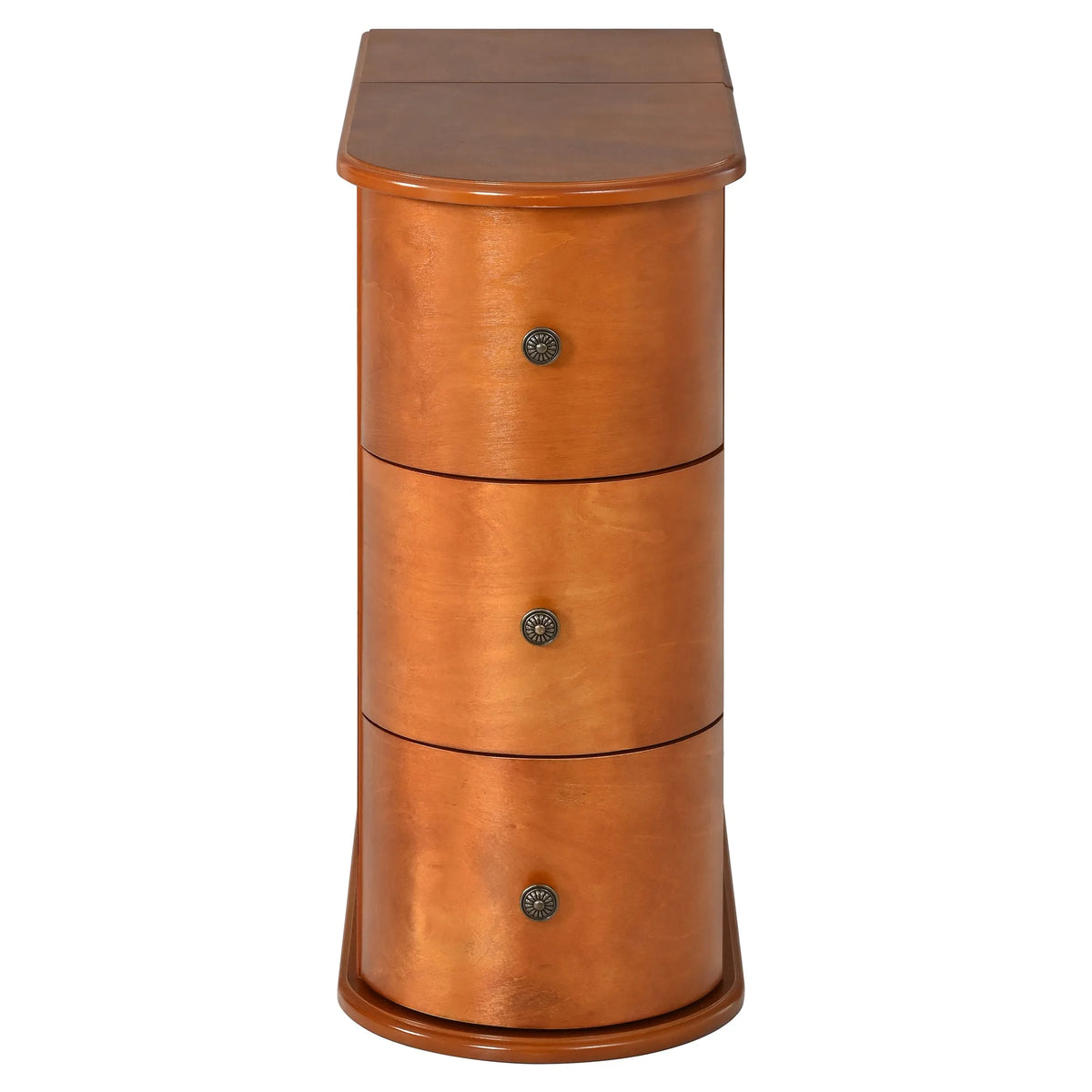 Modern End Table with Hidden Cup Holder Drawer, Charging Station & Pull-Out Side Table, Wooden Bedside Table with 2 Storage Draw
