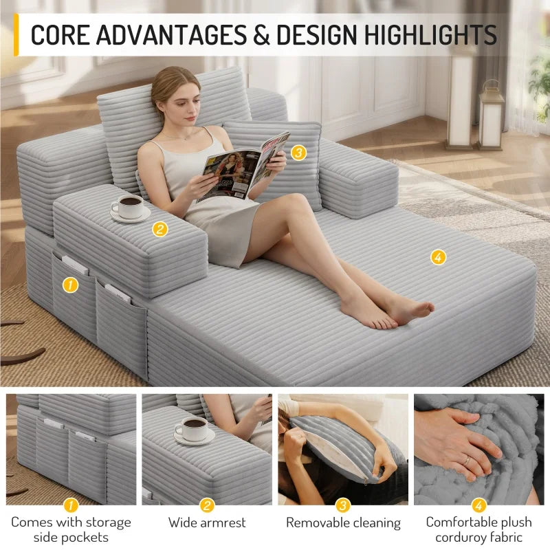 Lyra Corduroy Convertible Chaise
