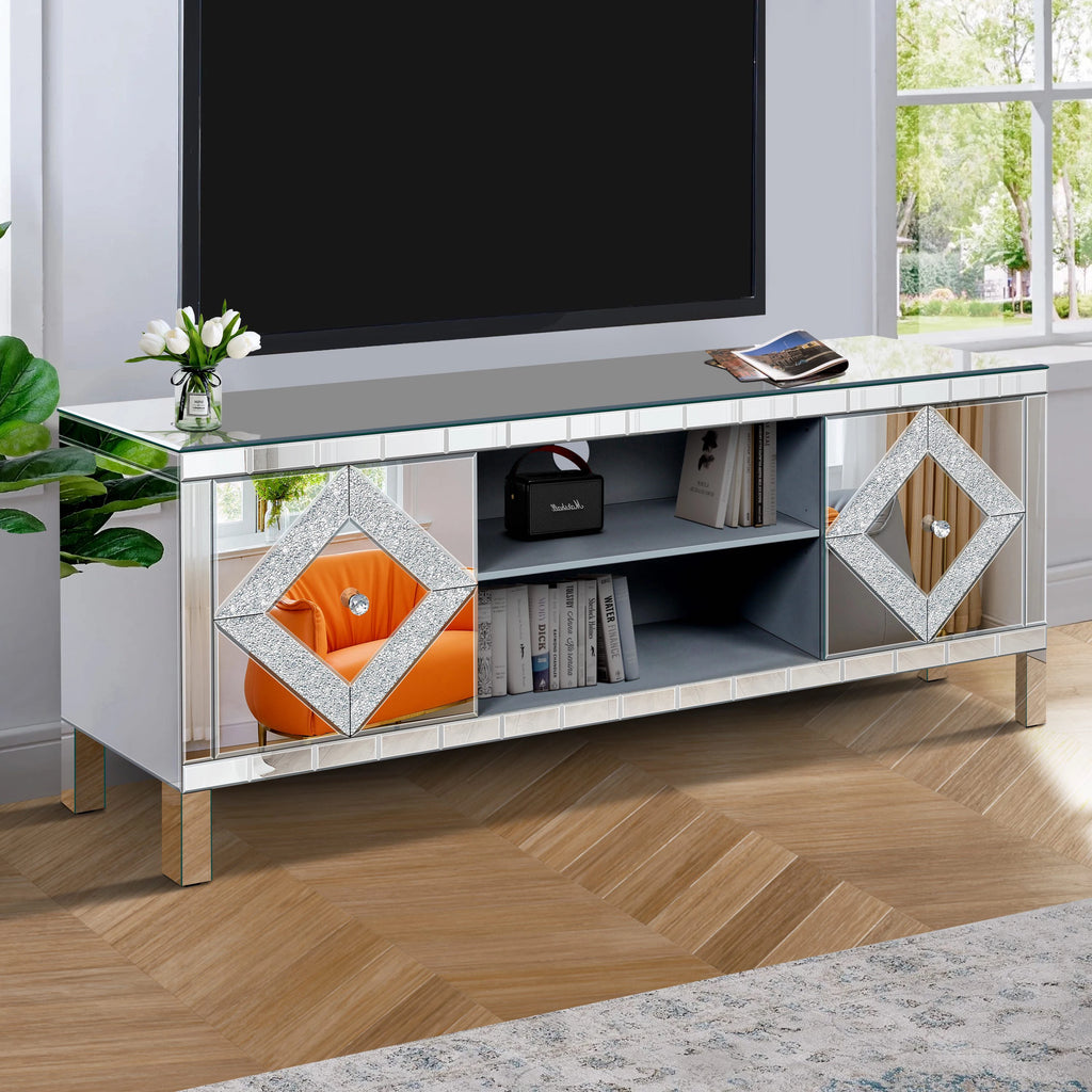 Mirrored Diamond TV Console