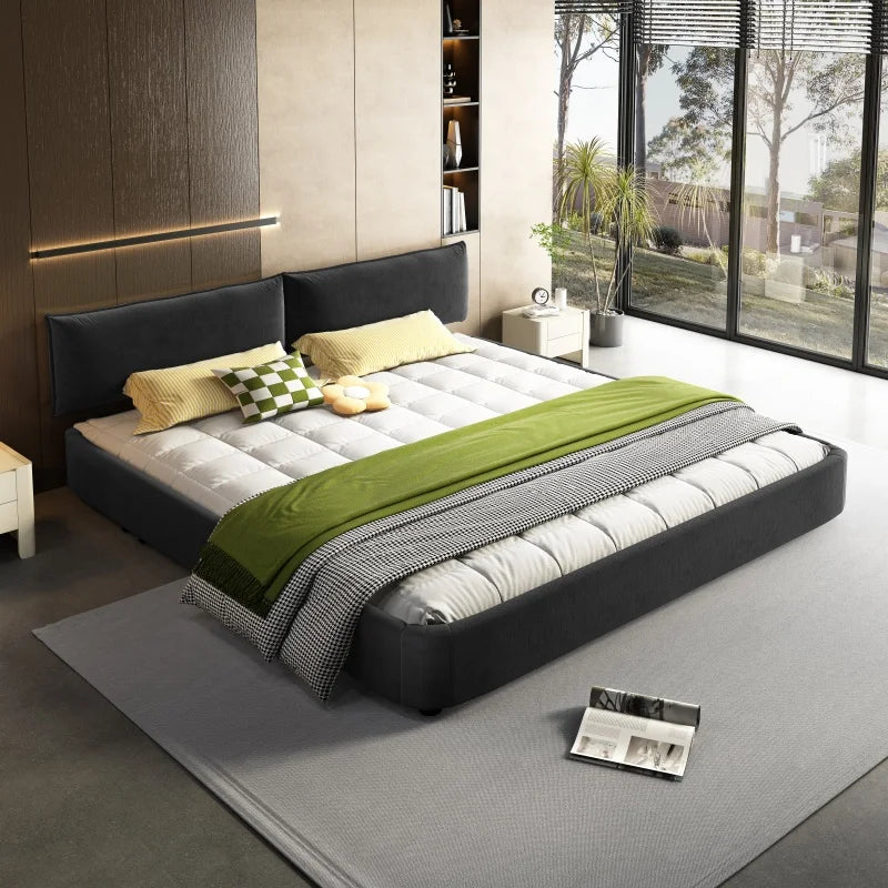 Adjustable-Headboard Chenille Bed