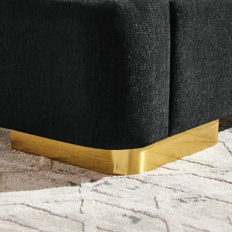 Curved Gold-Trim Platform Bed
