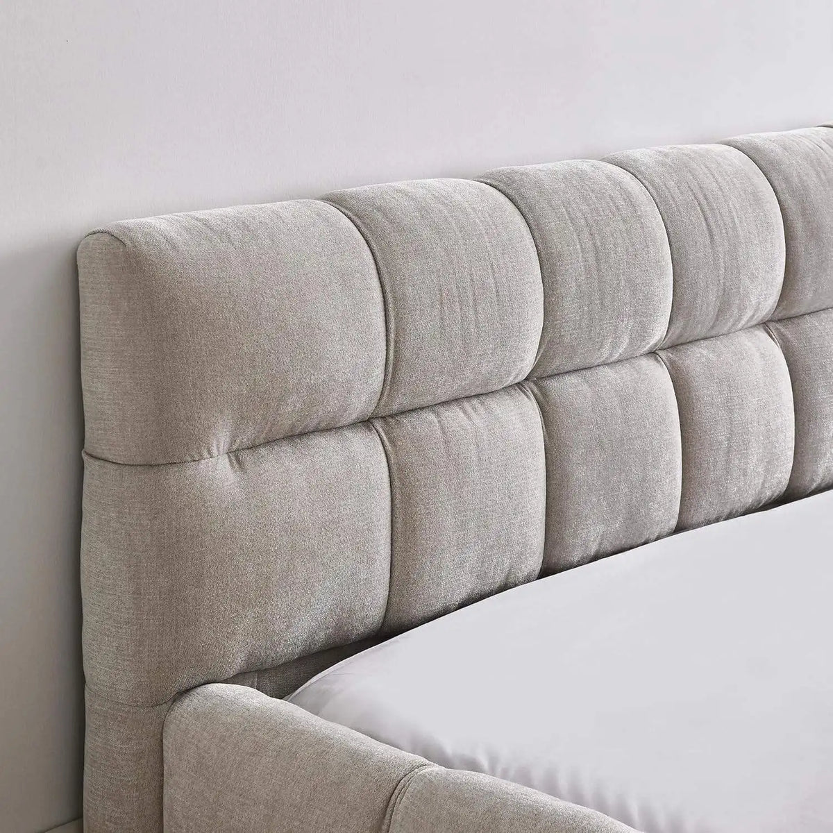 Low-Profile Chenille Platform Bed
