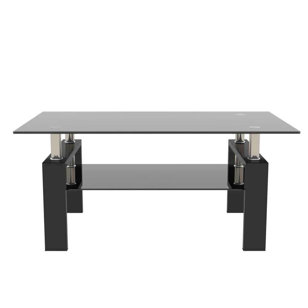 Rectangle Black Glass Coffee Table Clear Coffee Table Modern Side Center Tables for Living Room Living Room Furniture