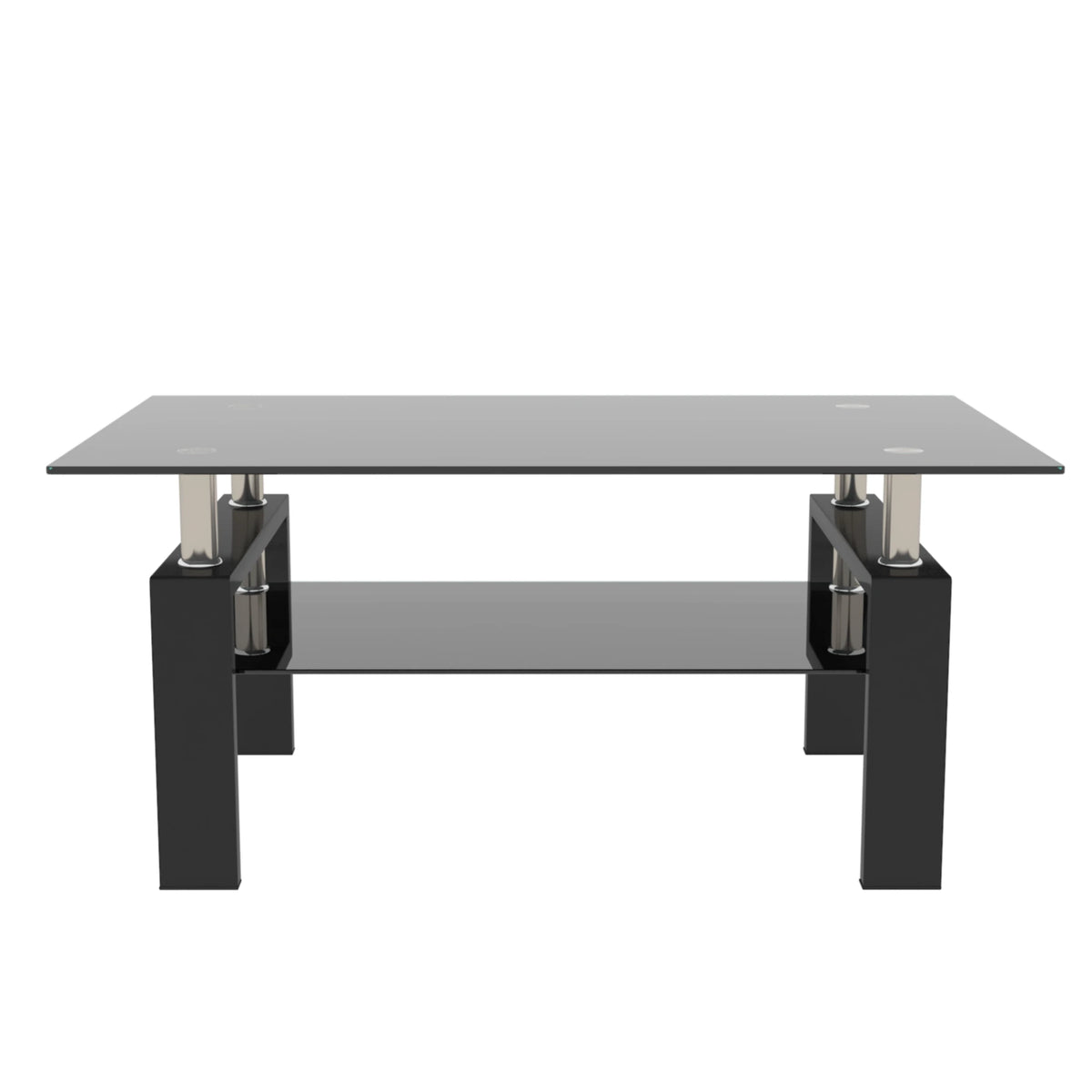Rectangle Black Glass Coffee Table Clear Coffee Table Modern Side Center Tables for Living Room Living Room Furniture