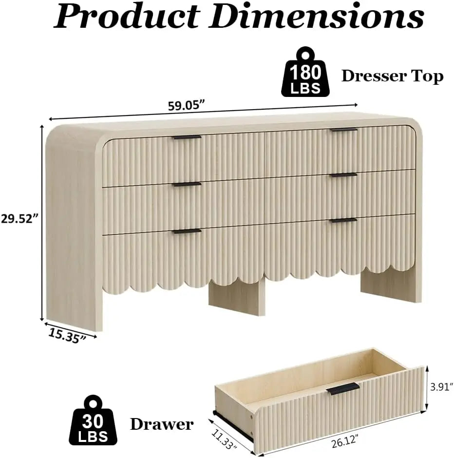 Scalloped Six-Drawer Dresser