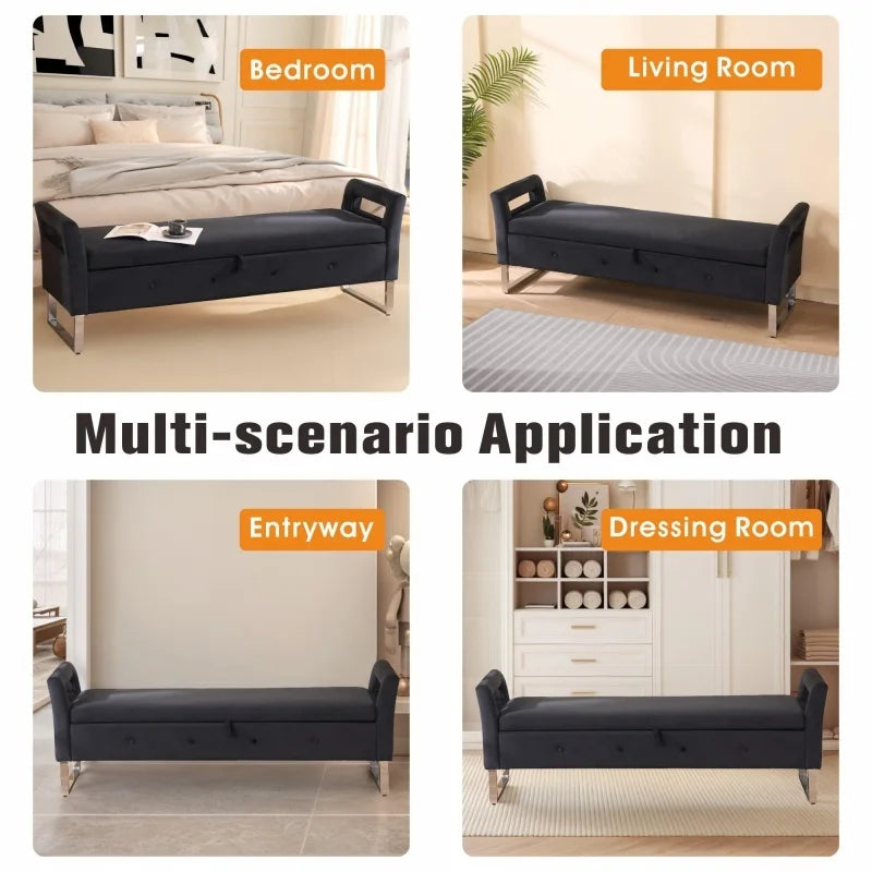 Elvarenae Celestine Velvet Storage Bench