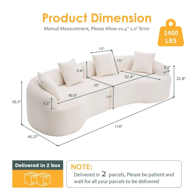 Amara Curved Chenille Cloud Sofa