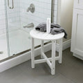 16-Inch White Round HDPE Side Table, Modern Moisture-Resistant End Table for Bathroom, Bedroom and Living Room
