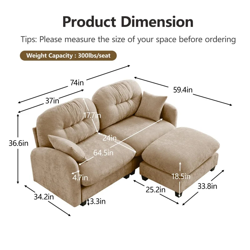 Aviana Chenille Modular Sectional with Ottoman