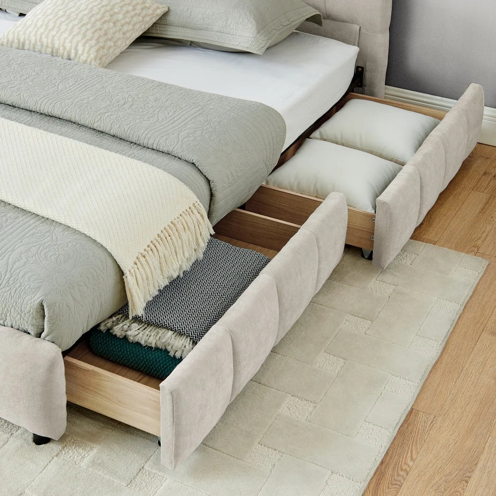 Channel-Tufted Storage Bed
