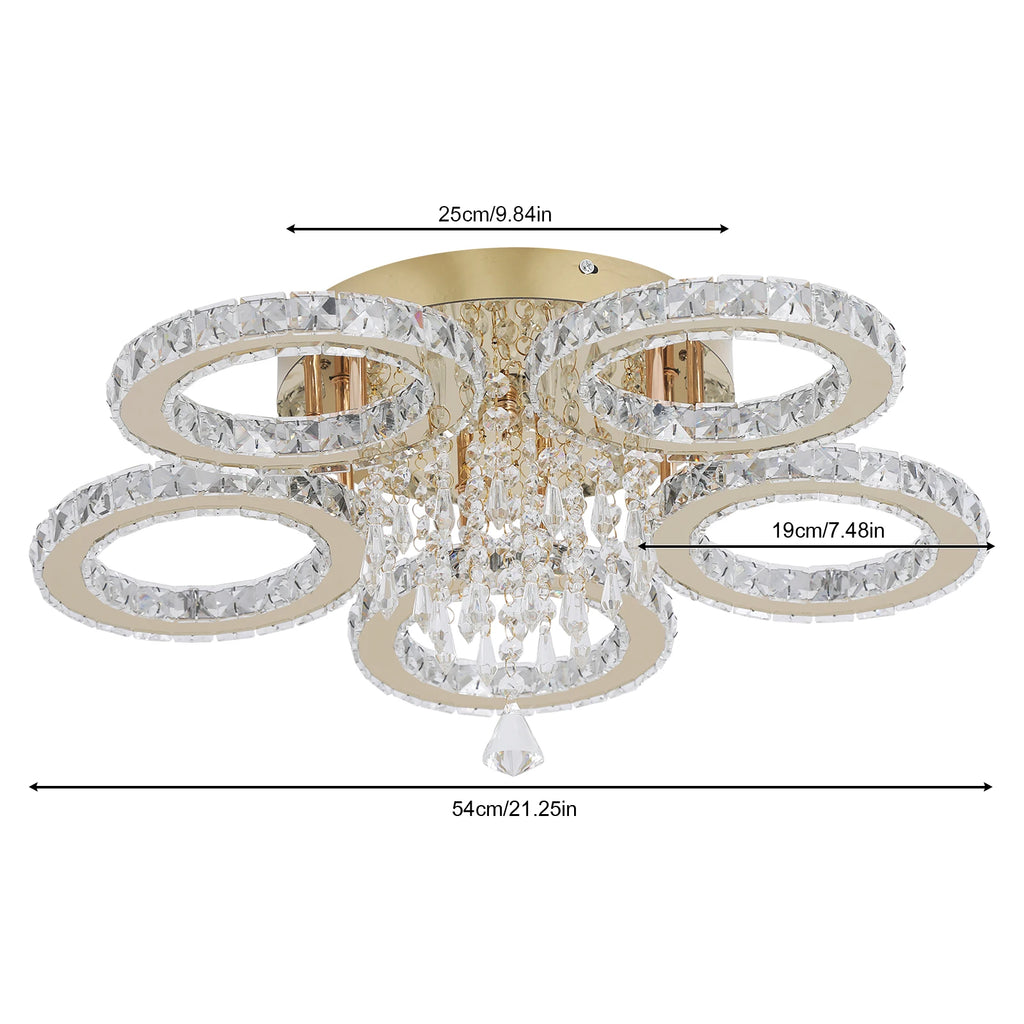 US Stock 3 CCT Change Colors Golden 50W LED Ceiling Light Chandelier 5 ...