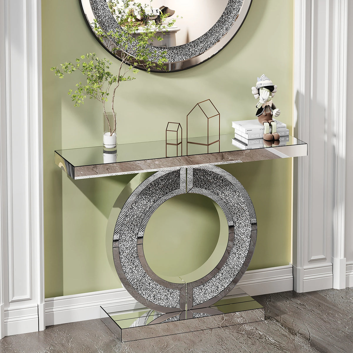 Oriana Ring Mirrored Console Table