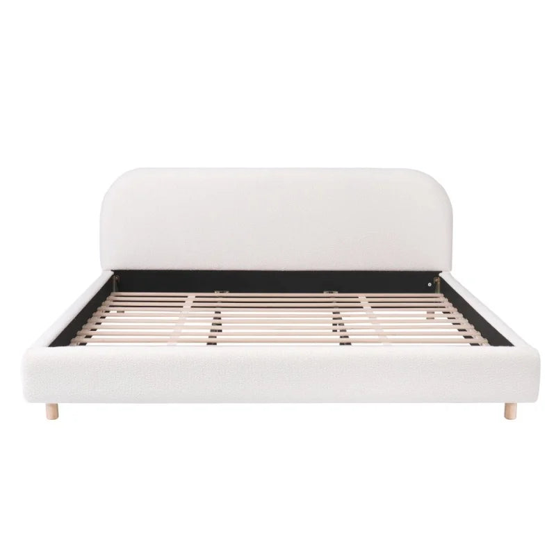 Curved Bouclé Platform Bed