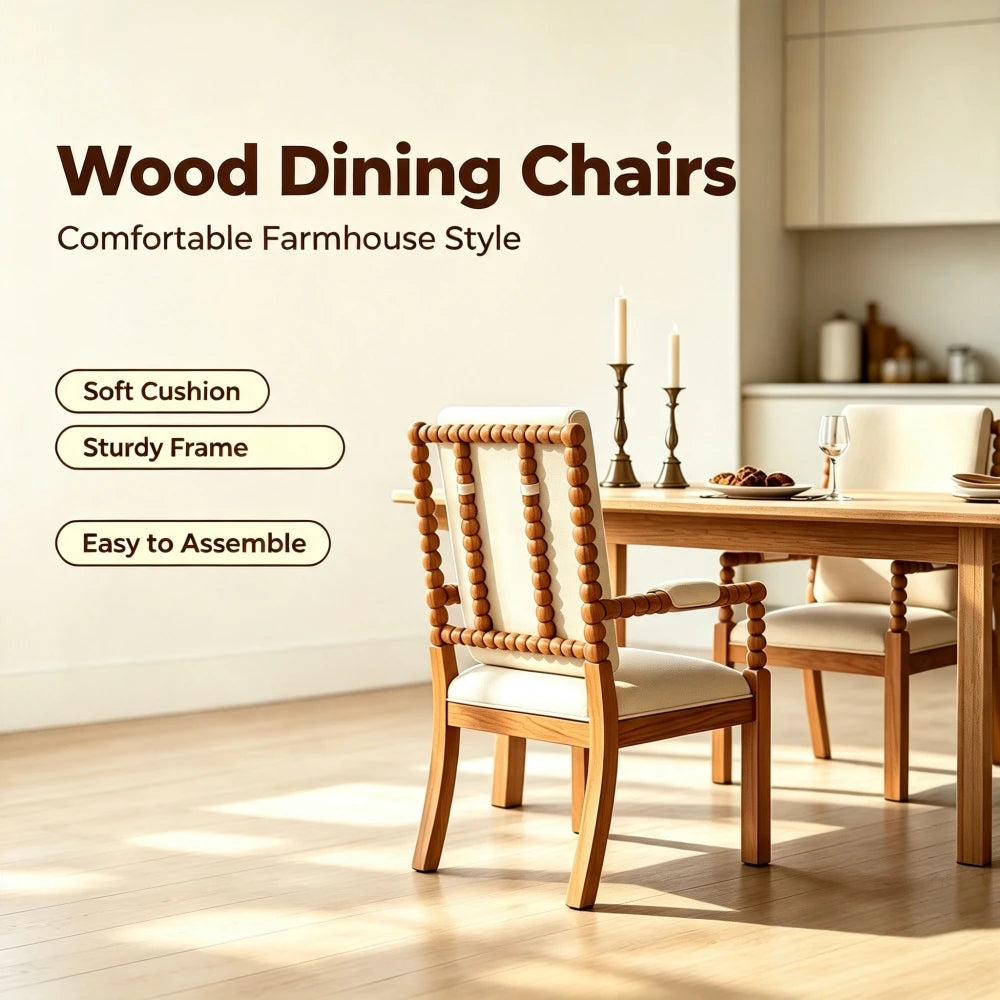 Elodie Solid Wood Dining Chairs – Set of 2