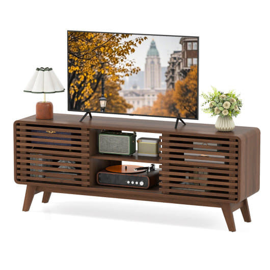 Walnut Slatted TV Console