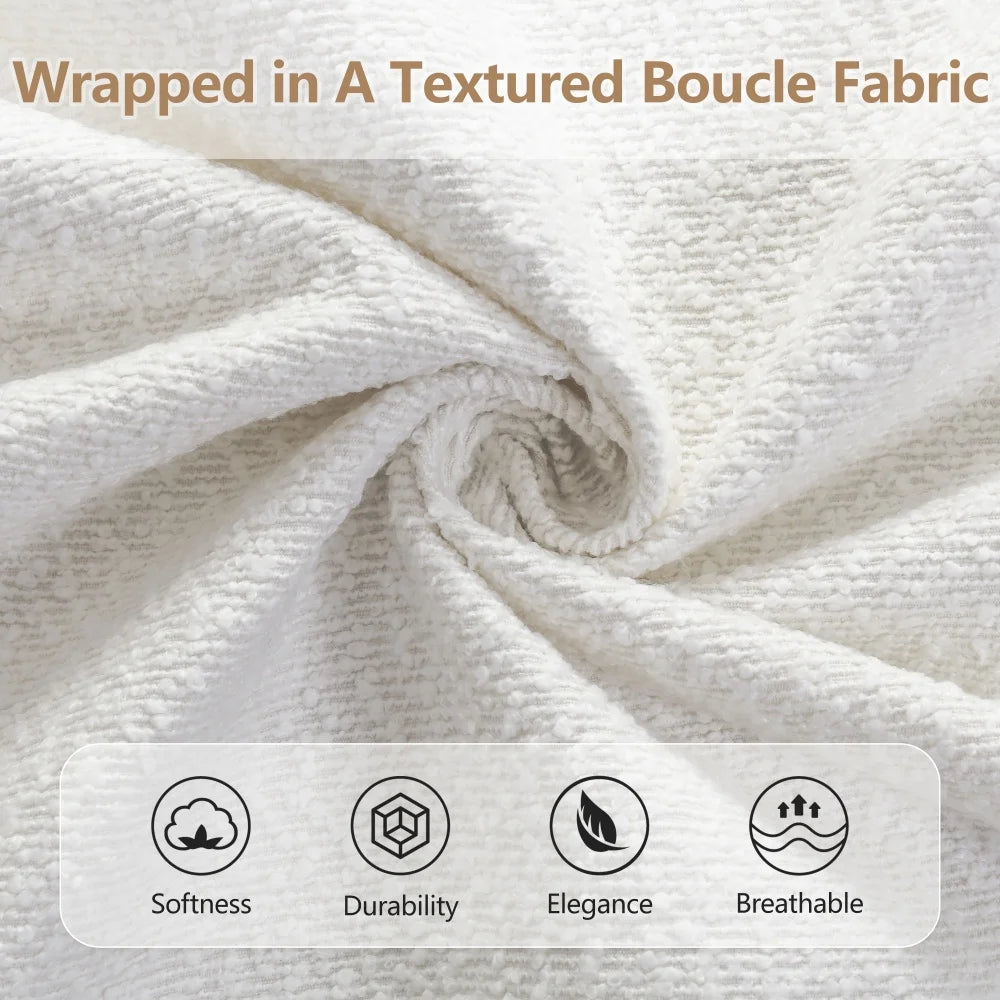 Channel-Tufted Bouclé Bed