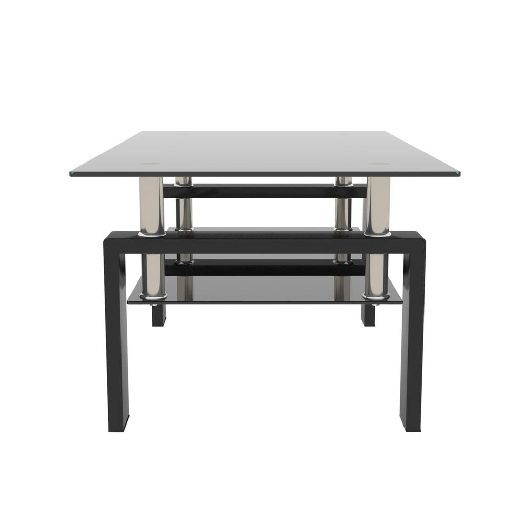 Rectangle Black Glass Coffee Table Clear Coffee Table Modern Side Center Tables for Living Room Living Room Furniture