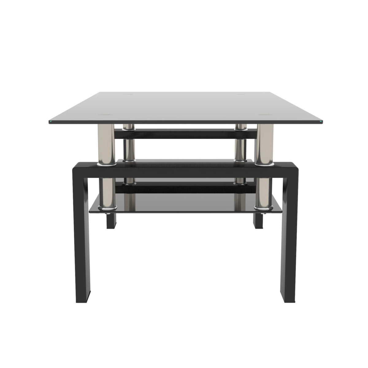 Rectangle Black Glass Coffee Table Clear Coffee Table Modern Side Center Tables for Living Room Living Room Furniture