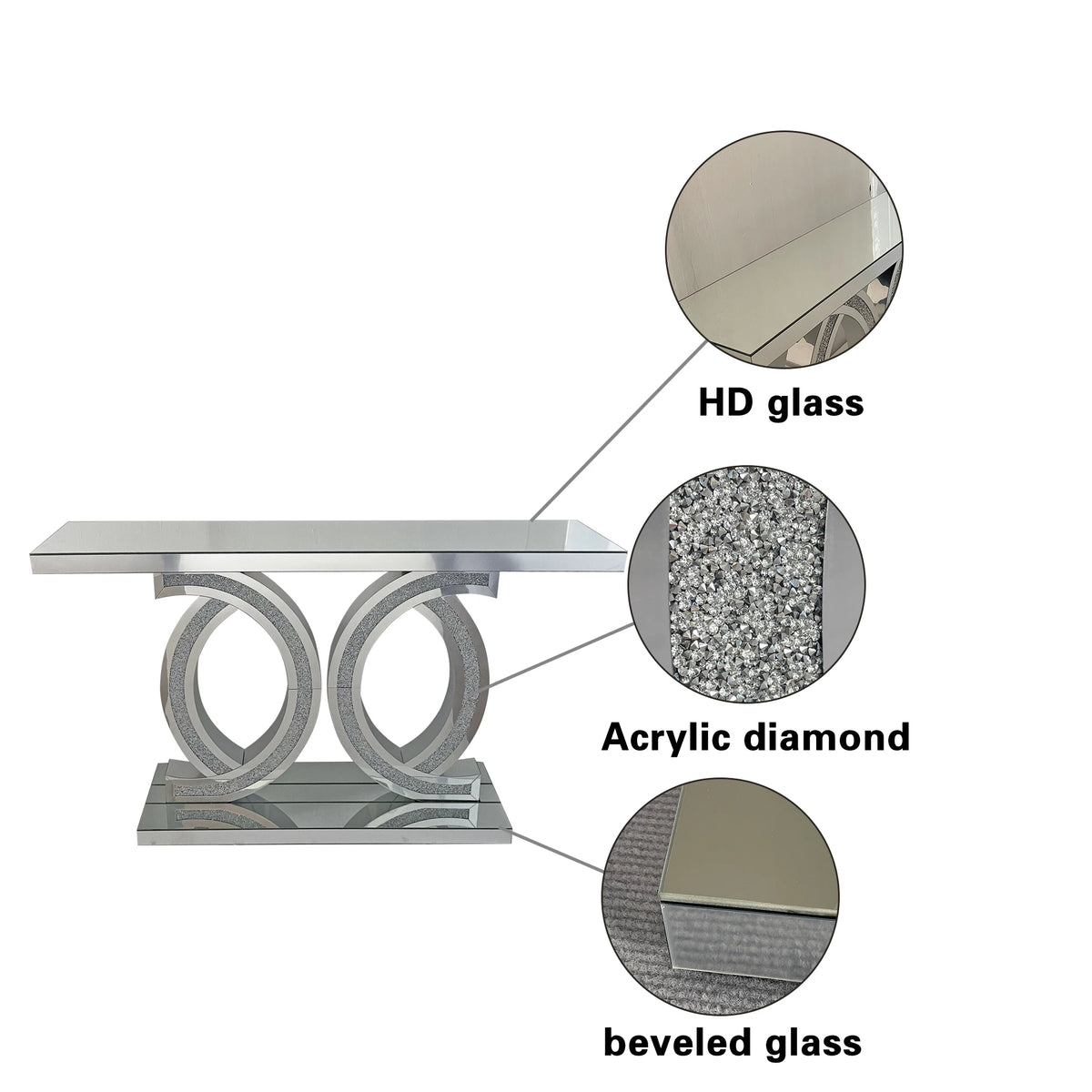 Celene Double-C Mirrored Console Table