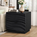 Solid Wood Nightstands, Bedside Table with 2 Drawers, No Handles, Sofa End Table for Living Room, Bedrooms