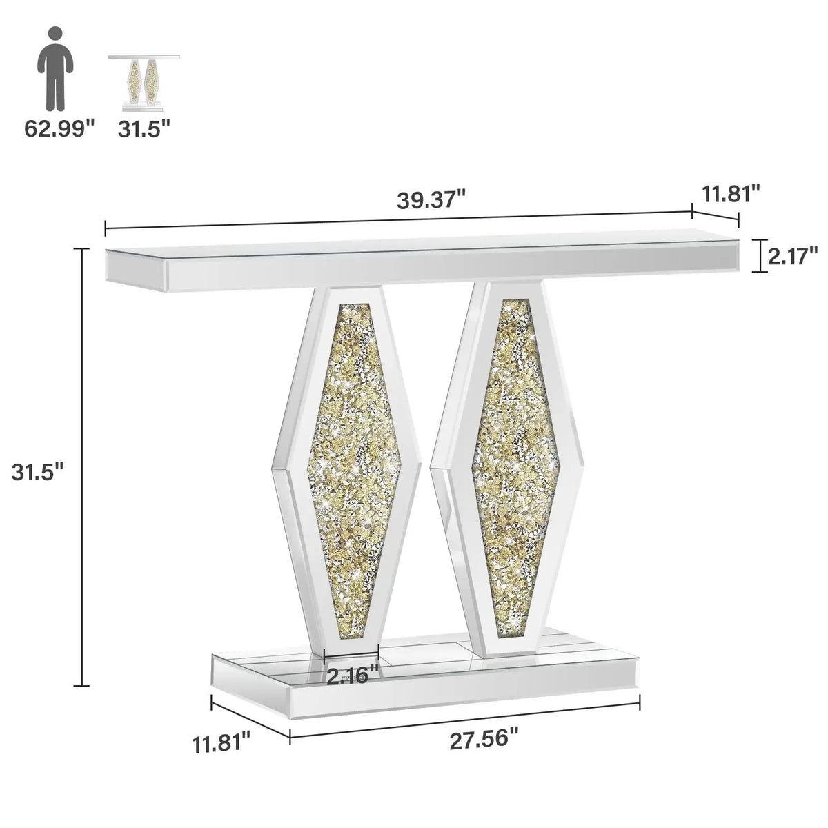 Lucienne Mirrored Console Table